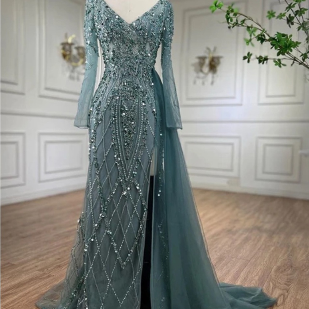 Sophisticated Long Sleeve Gown in Teal